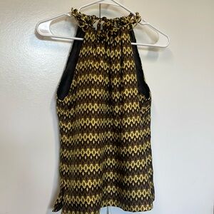 Gorgeous Millie of New York sleeveless silk  blouse with gold chain accent